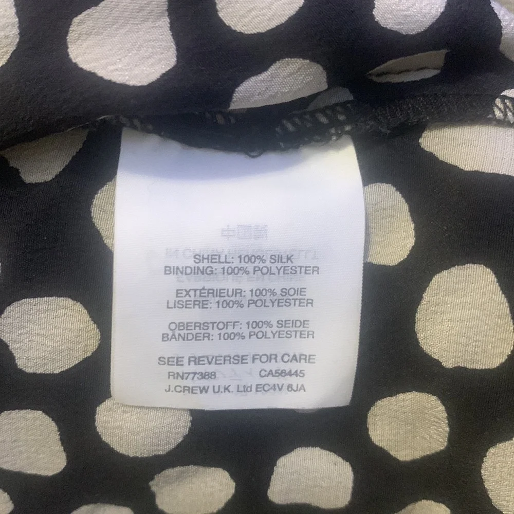 J. Crew Size 00P polka dot tie 100% silk blouse